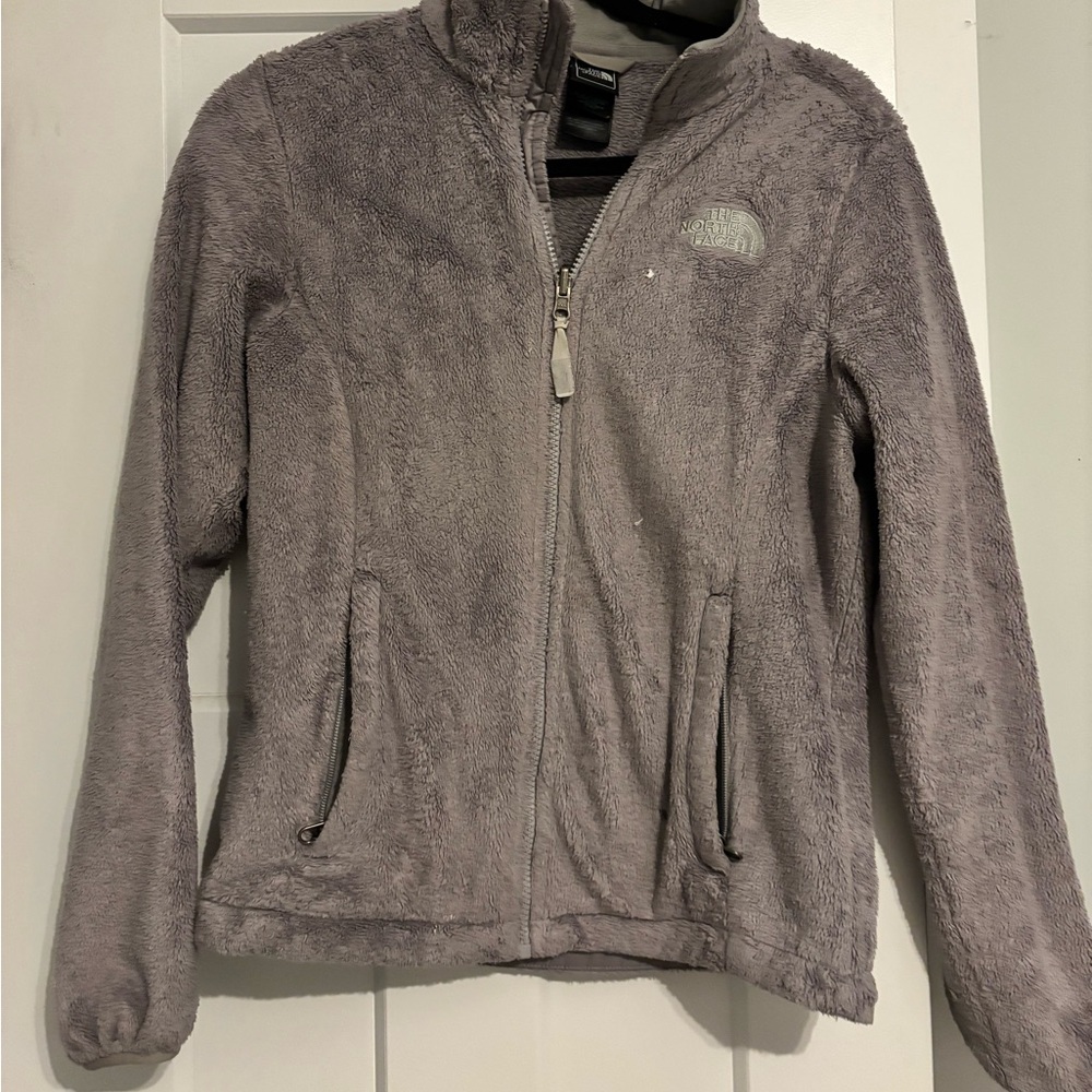 Fuzzy gray zip up north jacket